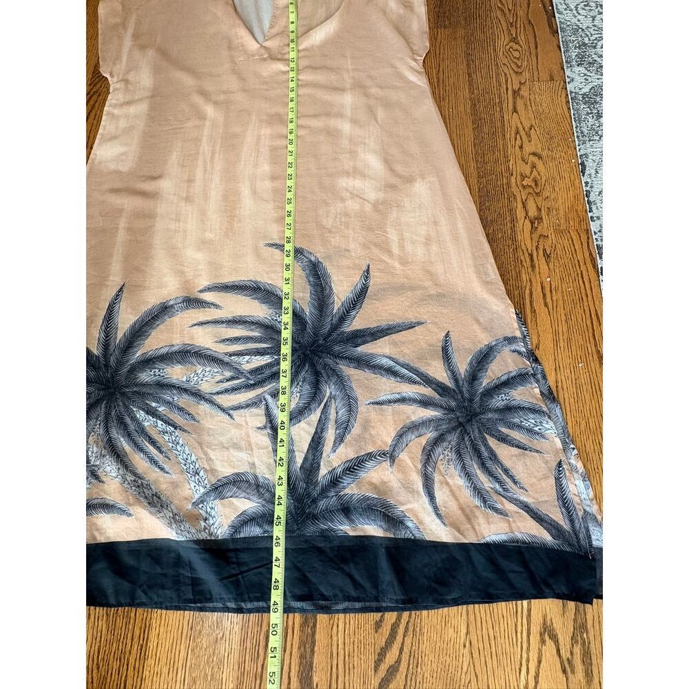 Haremlique à la Mer Mirage Long Kaftan Silk Cotton Palm Peach Print Size 2 - Picture 5 of 9